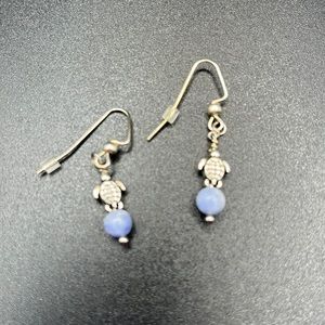 Turtle and blue stone earrings